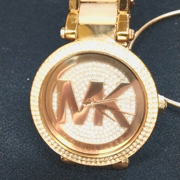 Ladies Michael Kors watch in rose gold pave with bracelet Parker MK6176 EUC - Picture 1 of 2